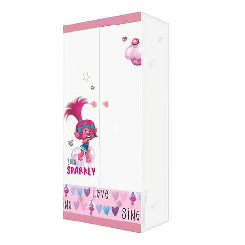 Детский шкаф двухсекционный Polini kids Fun 890 Тролли, розовый в Детский мир