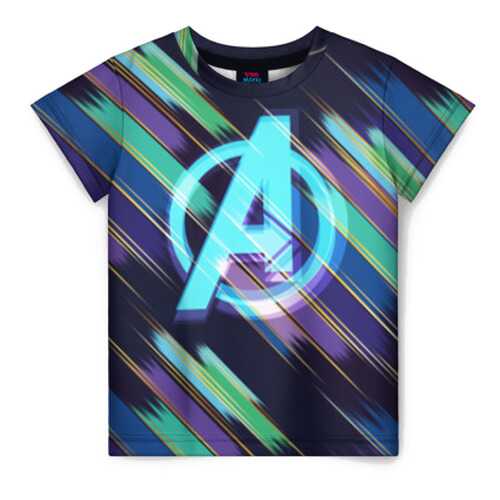 Детская футболка ВсеМайки 3D Avengers logo with stripes, р. 86 в Детский мир