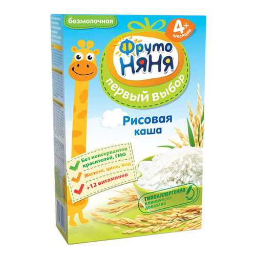 Каша безмолочная ФрутоНяня Рисовая с 4 мес. 200 г в Детский мир