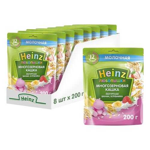 Каша молочная Heinz Йогуртная многозерновая банан, клубника с 12 мес. 200 г, 8 шт. в Детский мир