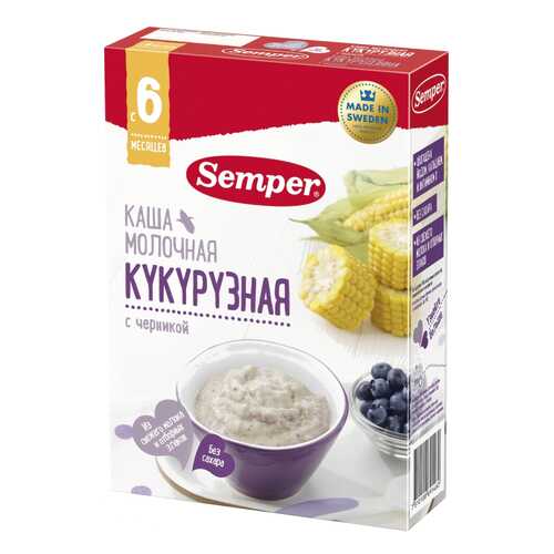 Каша молочная Semper Кукурузная с черникой с 6 мес. 200 г в Детский мир