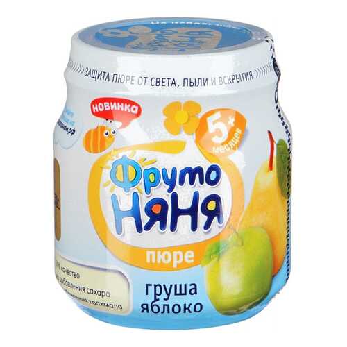 Пюре фруктовое ФрутоНяня Груша и яблоко с 5 мес. 100 г в Детский мир