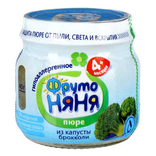 Пюре овощное ФрутоНяня Из брокколи с 4 месяцев 80 г в Детский мир
