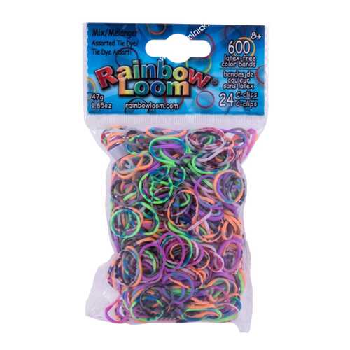 Плетение из резинок Rainbow Loom Ассорти Tie Dye 600 резиночек и клипсы в Детский мир