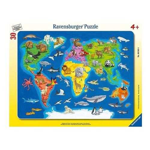 Пазл ravensburger «карта мира с животными» 30 элем. в Детский мир