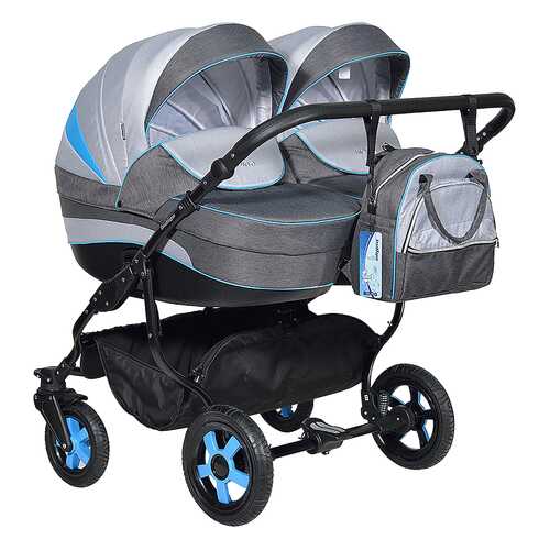 Коляска для двойни Indigo Duo 18 Светло-серый/Темно-серый/Голубой УТ0009156 в Детский мир