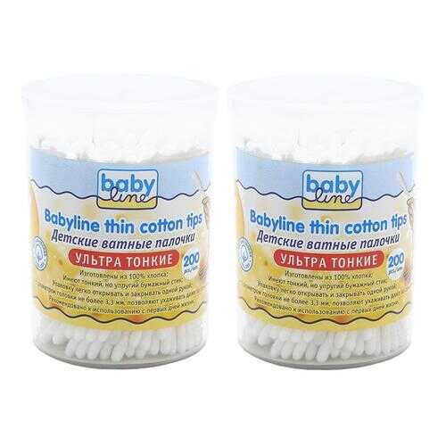 Детские ватные палочки Babyline ультратонкие в пластиковом боксе, 2x200 шт. в Детский мир