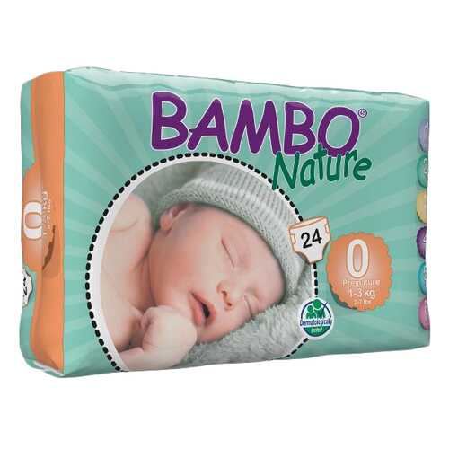 Подгузники для новорожденных Bambo Nature Premature 0 (1-3 кг), 24 шт. в Детский мир
