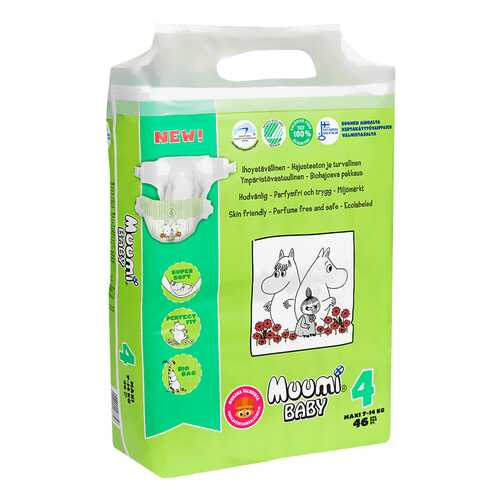 Подгузники Muumi Baby Maxi (7-14кг), 46 шт. в Детский мир