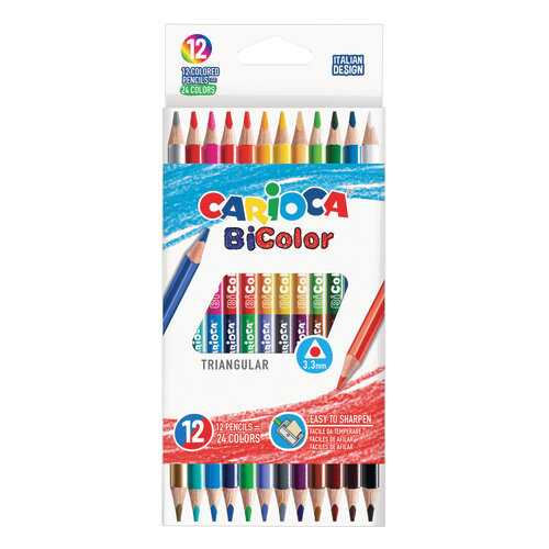 Карандаши двусторонние Carioca Bi-color трехранные, 12 штук, 24 цвета в Детский мир